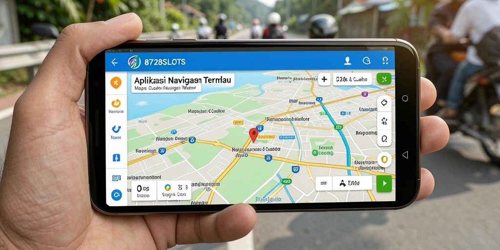 Antarmuka aplikasi Navigasi Motor yang intuitif dan informatif.