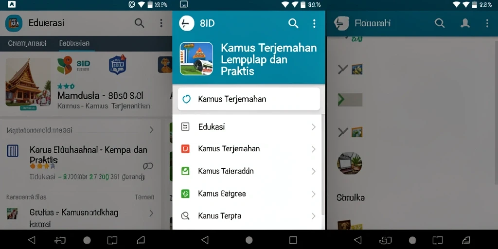 Tampilan antarmuka 8ID yang sederhana dan efisien untuk Kamus Terjemahan.