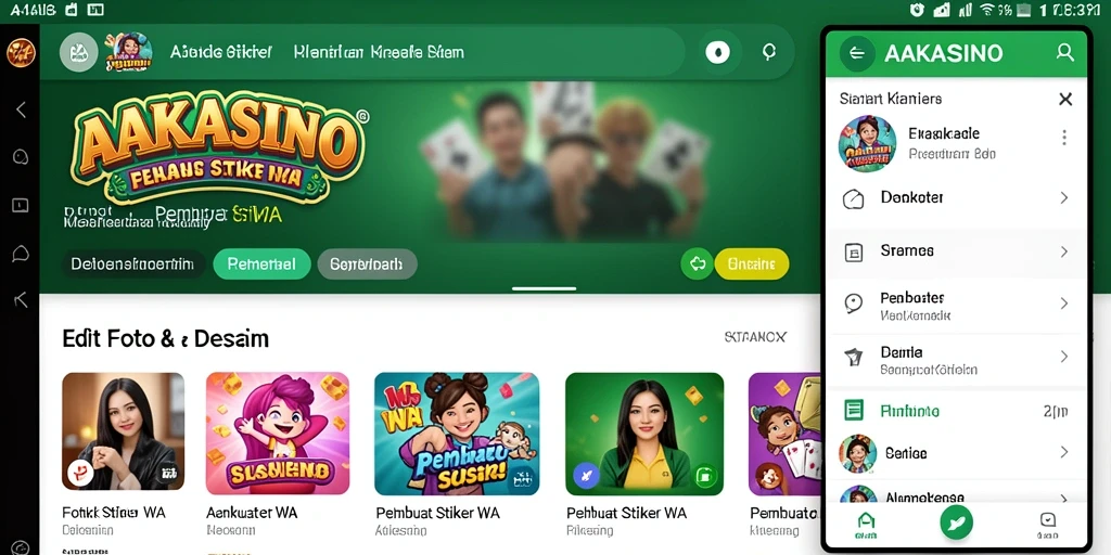 Antarmuka AAKASINO untuk Pembuat Stiker WA yang mudah digunakan.
