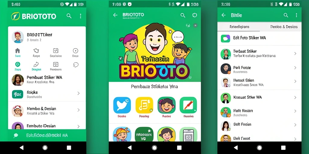 Tampilan antarmuka BRIOTOTO untuk Pembuat Stiker WA.