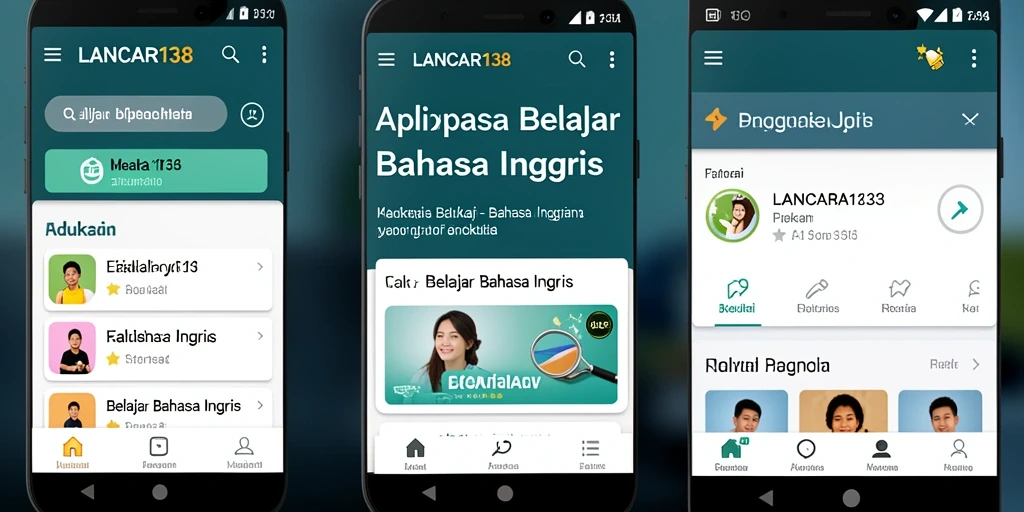 Antarmuka aplikasi LANCAR138 yang memudahkan belajar bahasa Inggris.