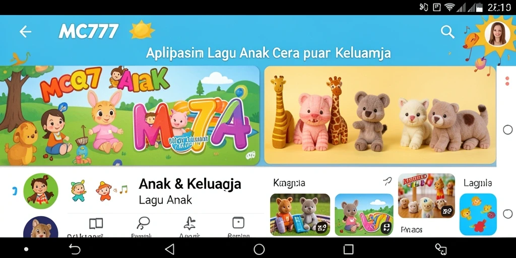 Antarmuka aplikasi MC777 dengan pilihan lagu yang beragam.