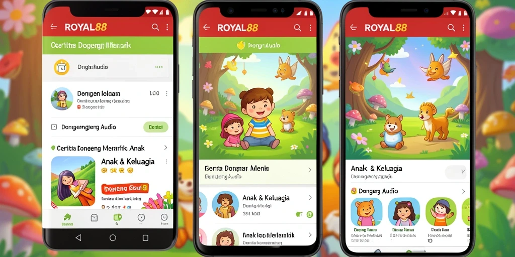Tampilan antarmuka aplikasi ROYAL88 yang menarik dan ramah anak.