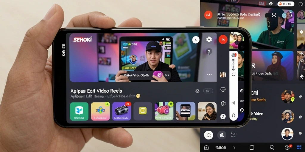 Antarmuka aplikasi Edit Video Reels SEHOKI dengan berbagai alat editing.