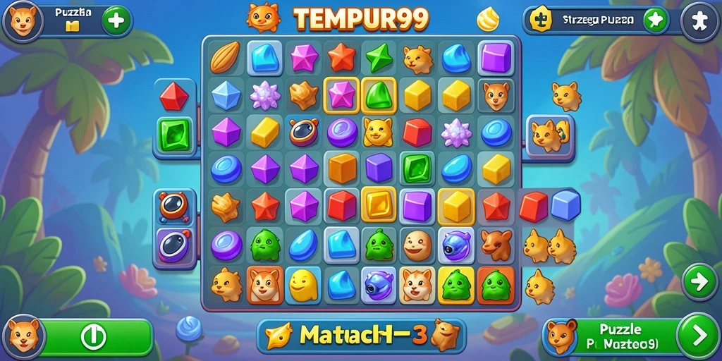 Tampilan antarmuka permainan TEMPUR99 yang menarik dan user-friendly.