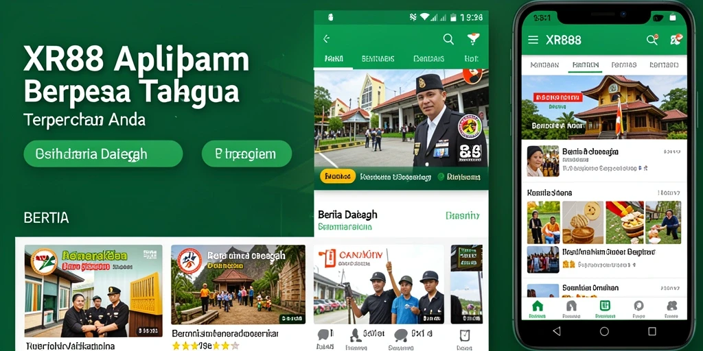 Antarmuka aplikasi XR88 yang menampilkan berita daerah terkini.